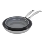 CHLOED 2pc Stainless Steel Ceramic Non-Stick Fry Pan Duo Set, CLAD H3 Ceramic Non-Stick Series